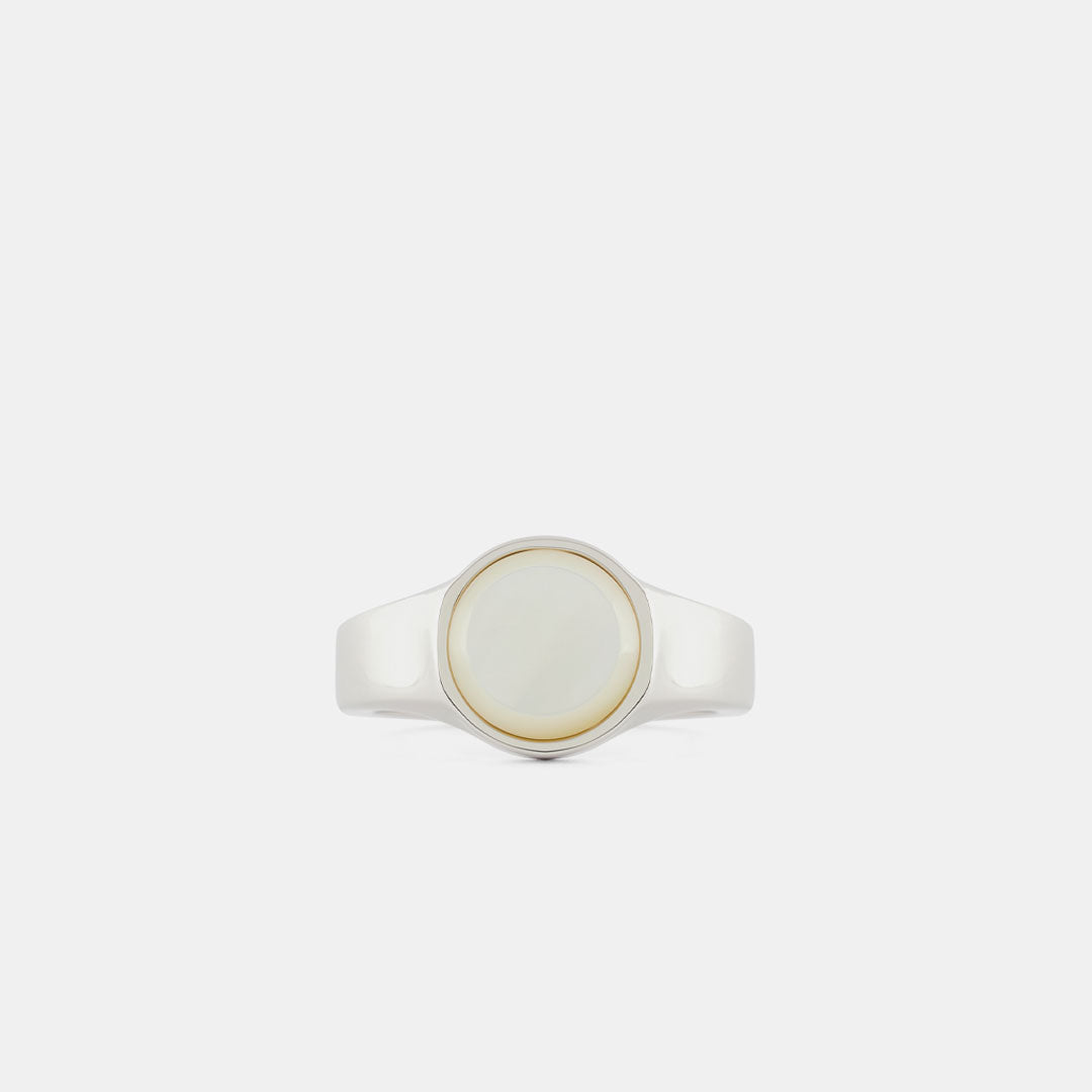 Silver Round Mother Of Pearl Ring