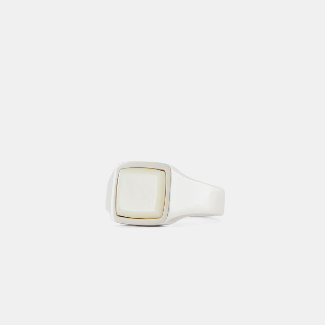 Silver Cushion Mother of Pearl Ring