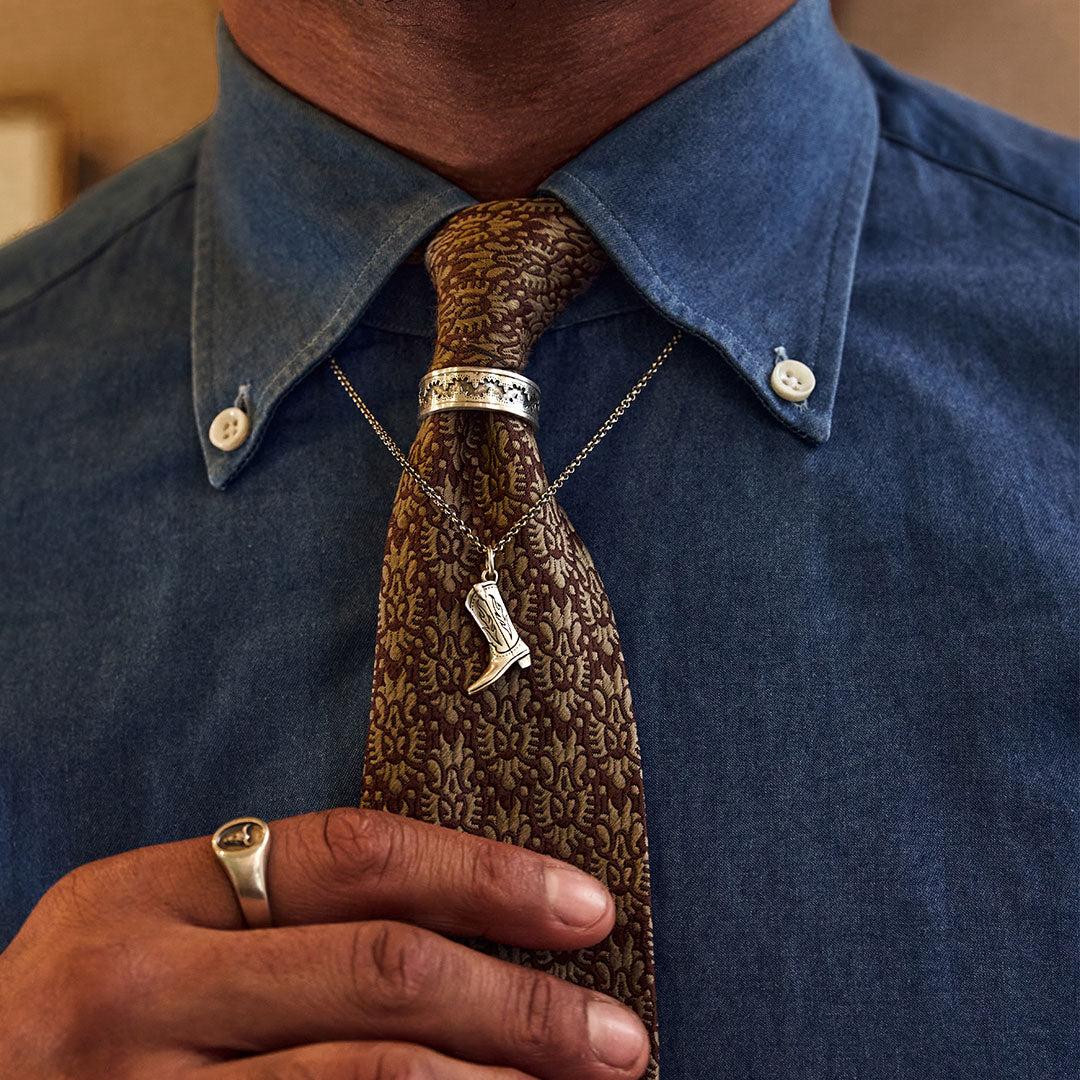 Silver Cowboy Boot Necklace