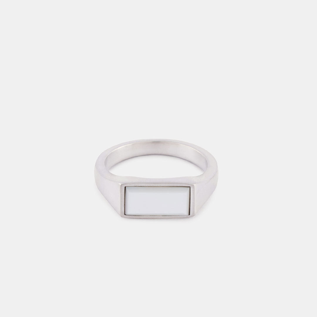 Silver Mother of Pearl Rectangle Ring