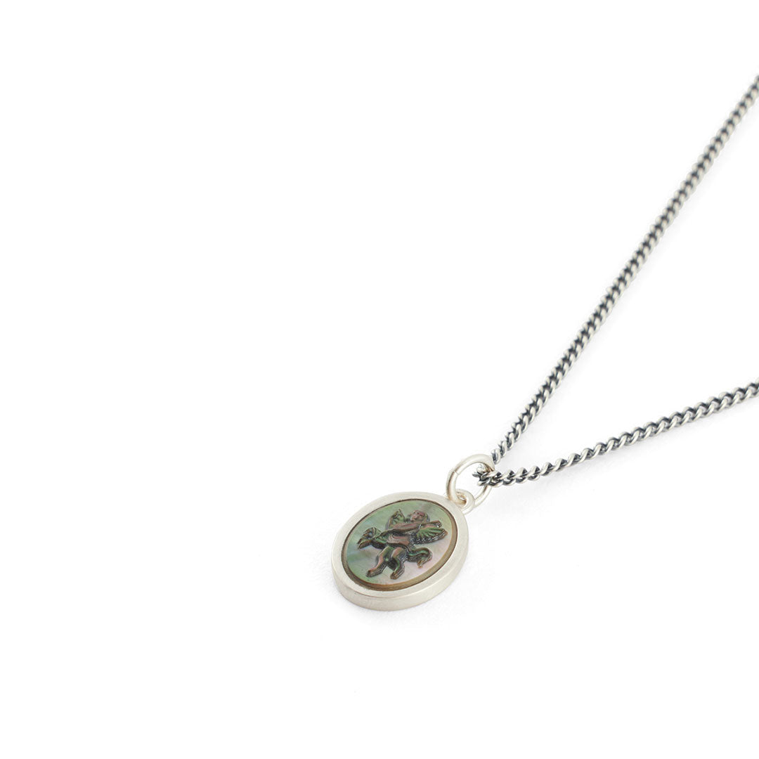 Silver Cherub Cameo Necklace