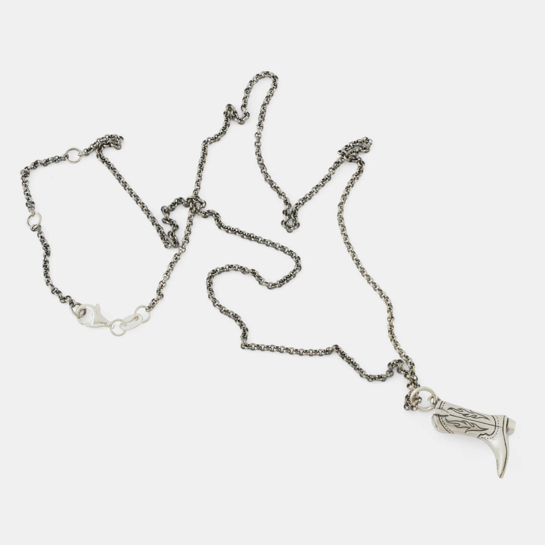 Silver Cowboy Boot Necklace