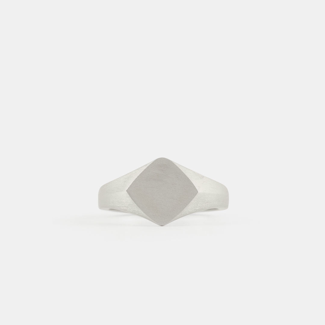 Silver Brushed Rhombus Ring