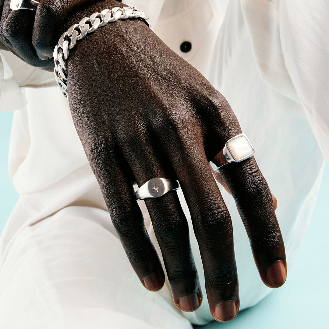 Silver Cushion Mother of Pearl Ring