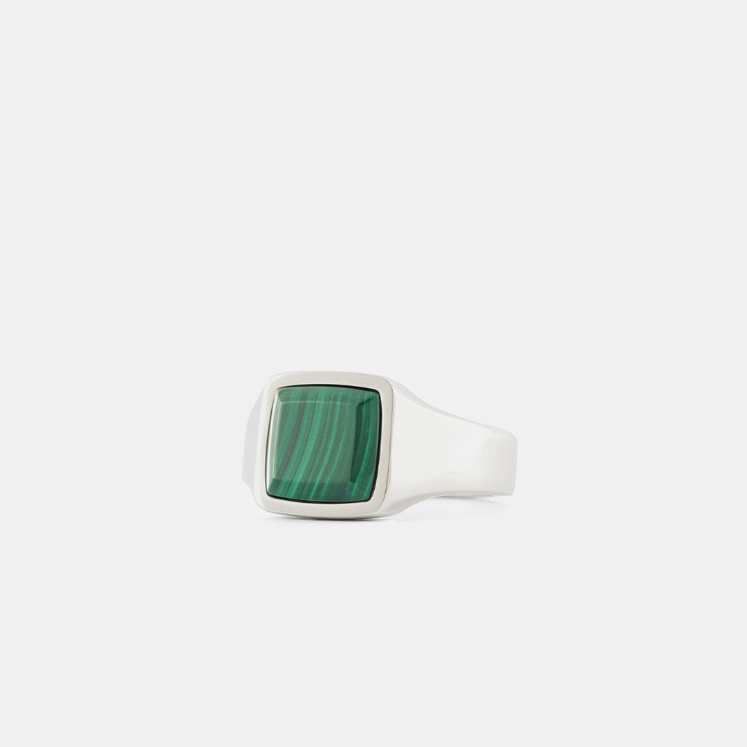 Silver Cushion Malachite Ring