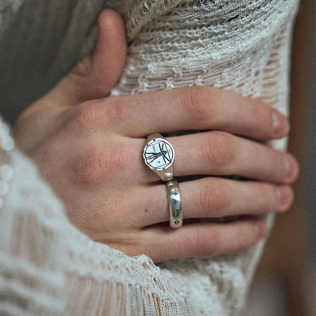 Silver 4 Symbols Ring