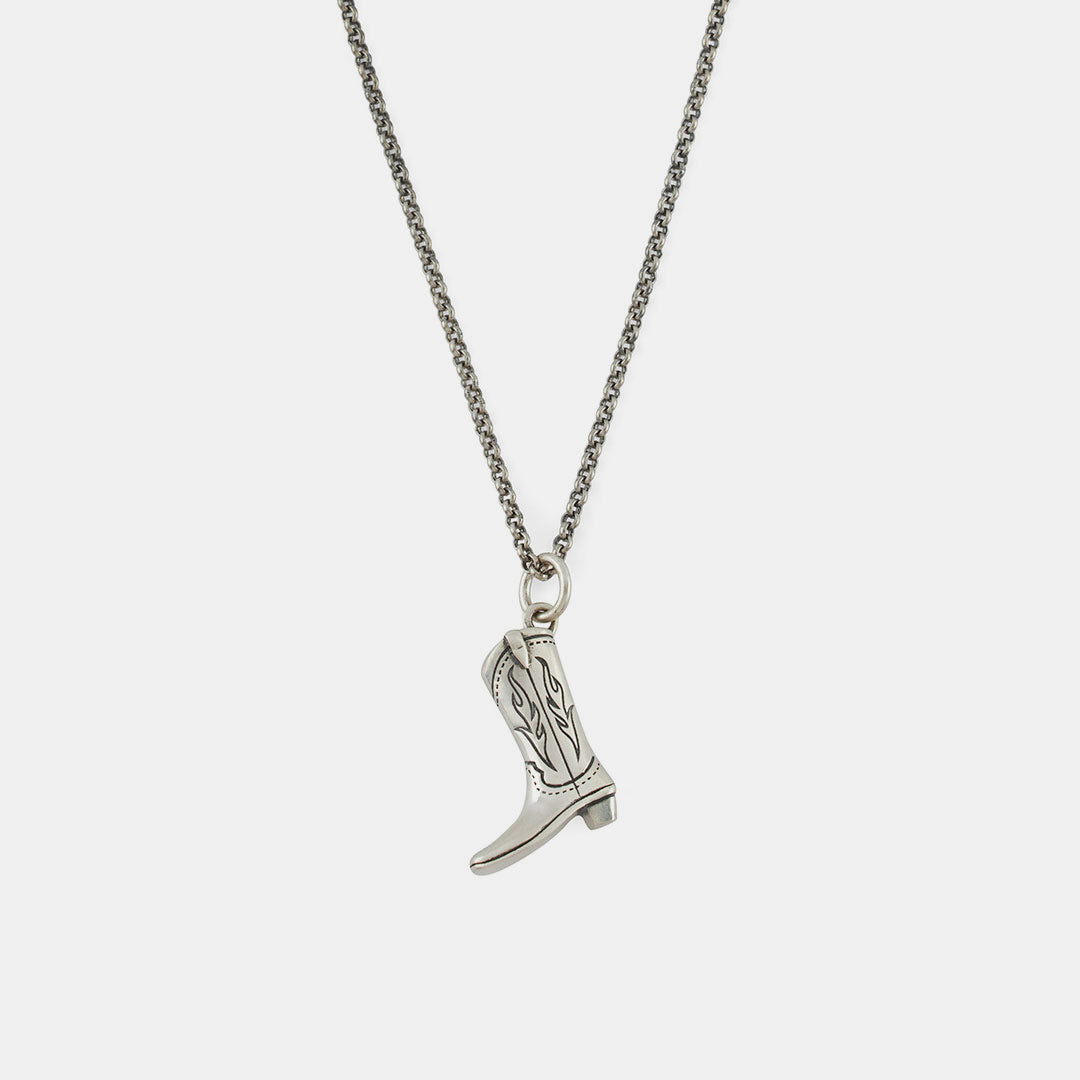 Silver Cowboy Boot Necklace