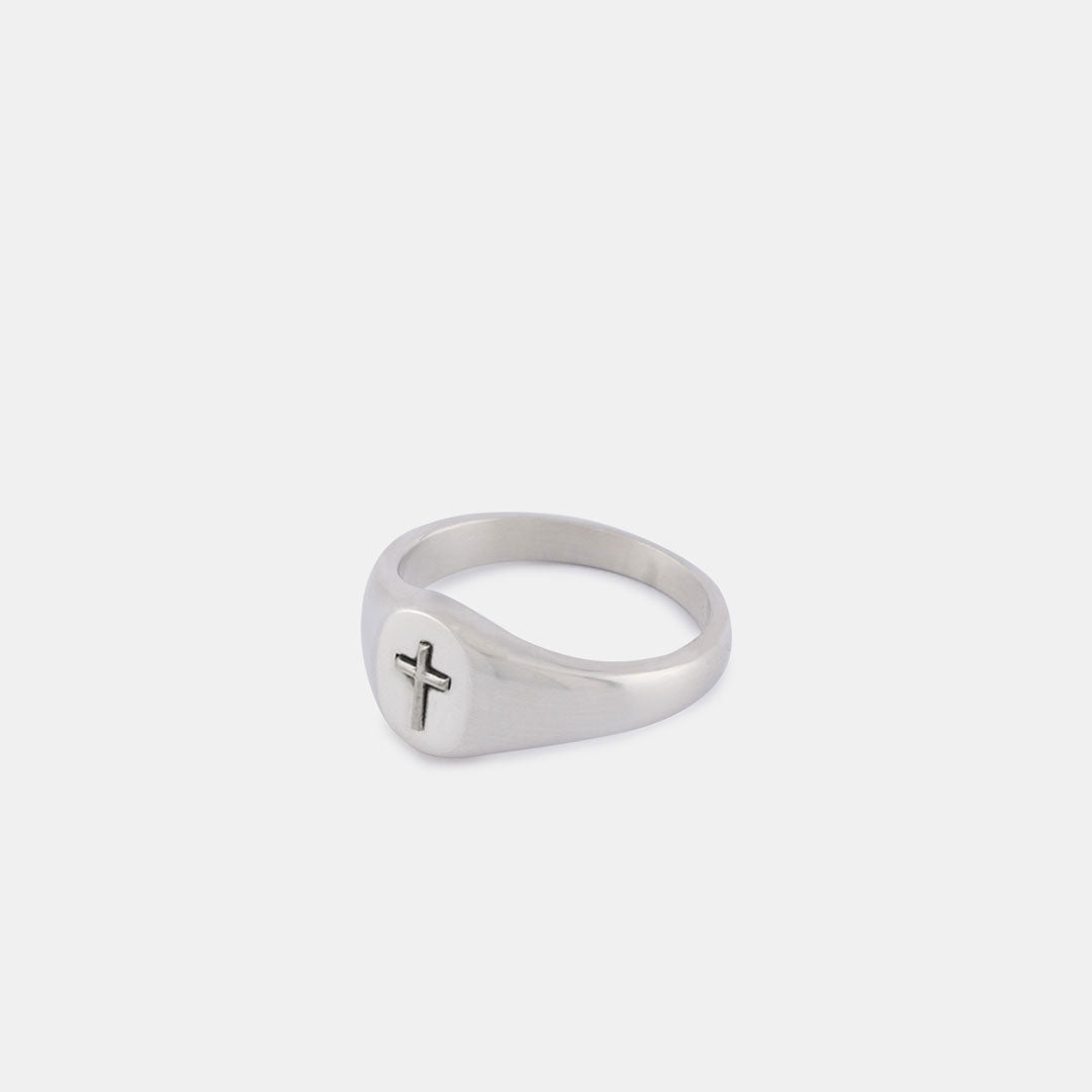 Silver Cross Signet Ring