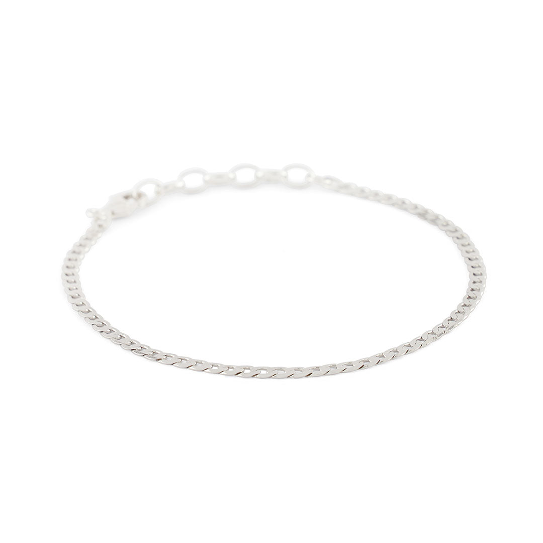 Silver Flat Cuban Chain Bracelet