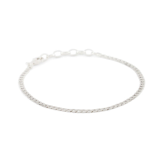 Silver Flat Cuban Chain Bracelet