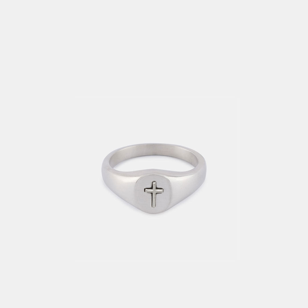 Silver Cross Signet Ring