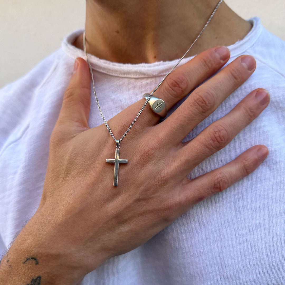 Silver Cross Signet Ring