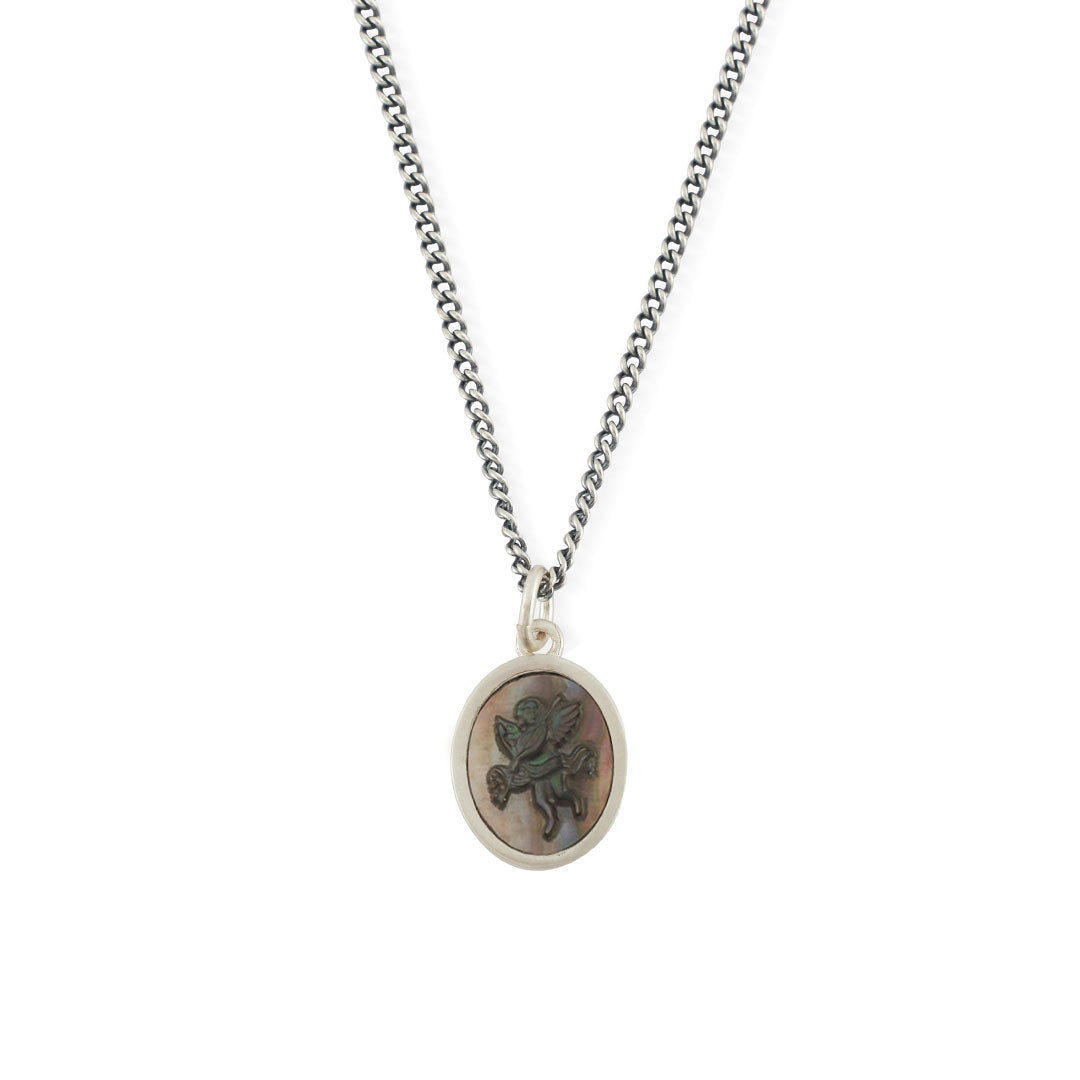 Silver Cherub Cameo Necklace