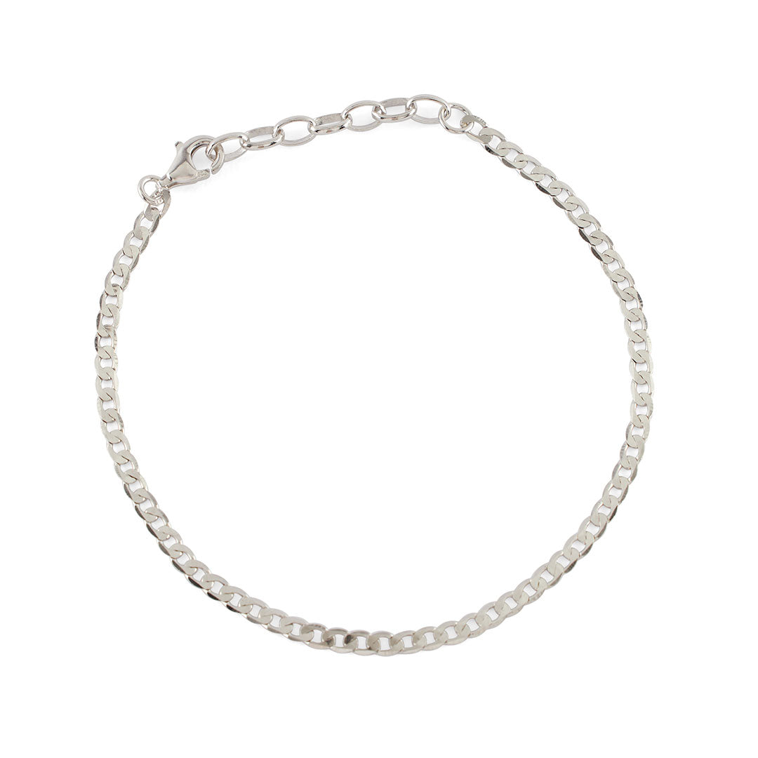 Silver Flat Cuban Chain Bracelet