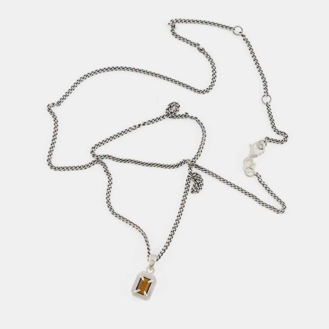 Silver Tigers Eye Blush Necklace