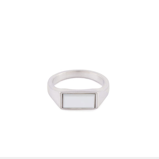 Silver Mother of Pearl Rectangle Ring