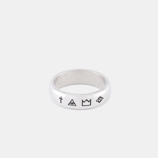 Silver 4 Symbols Ring