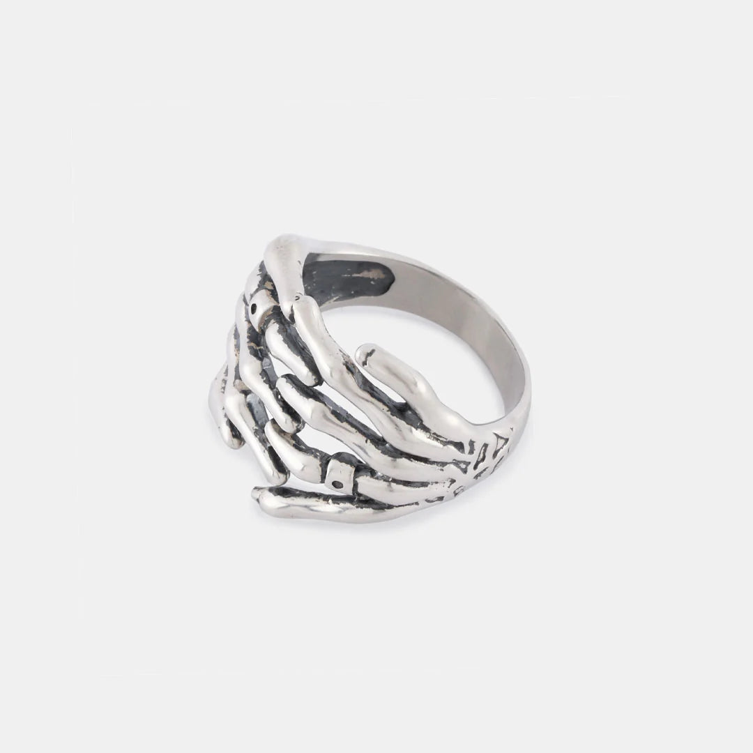Silver Skeleton Hands Ring