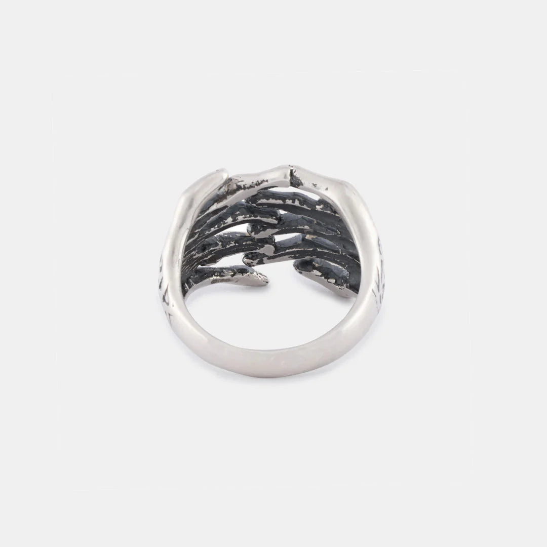 Silver Skeleton Hands Ring