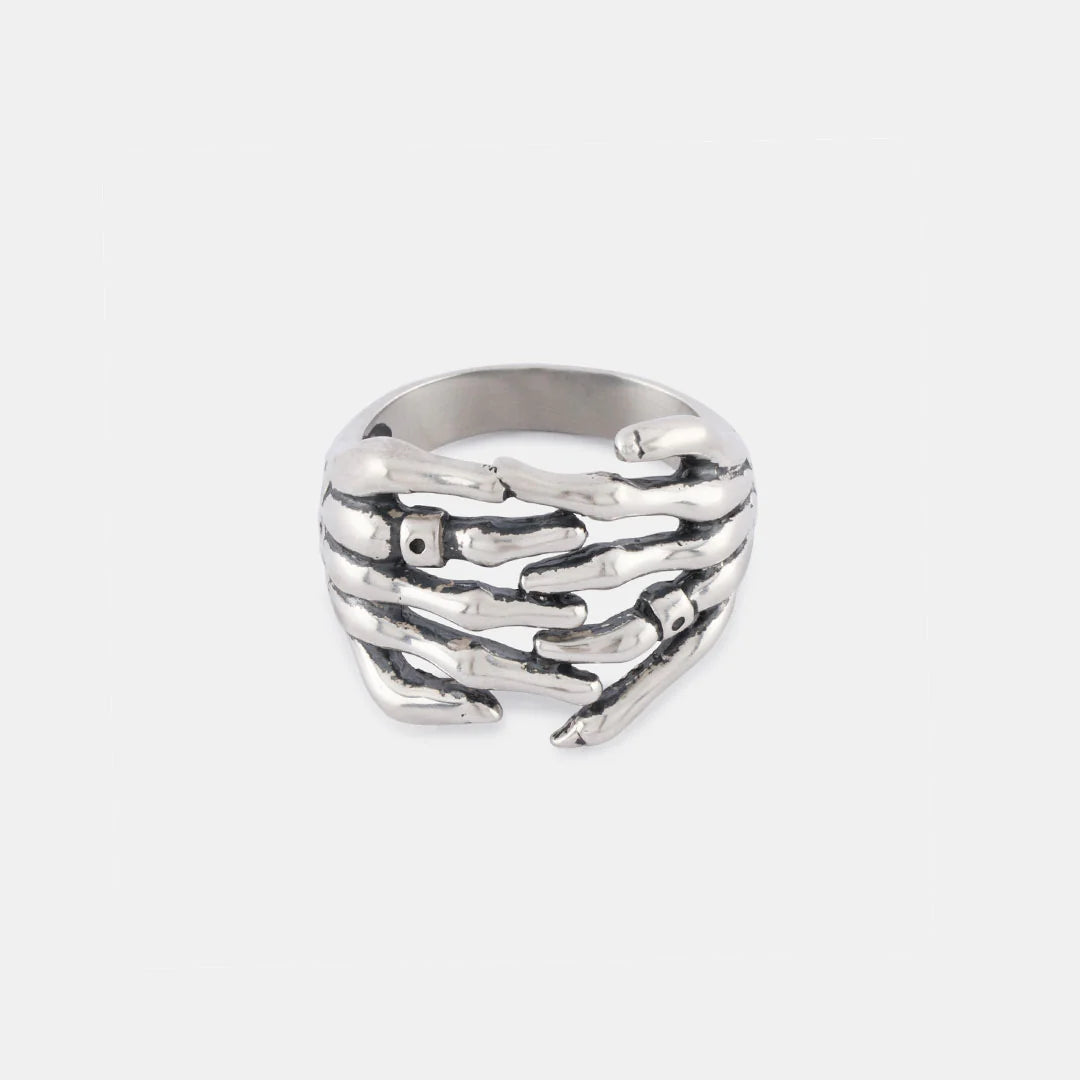 Silver Skeleton Hands Ring
