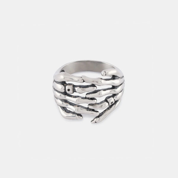Silver Skeleton Hands Ring