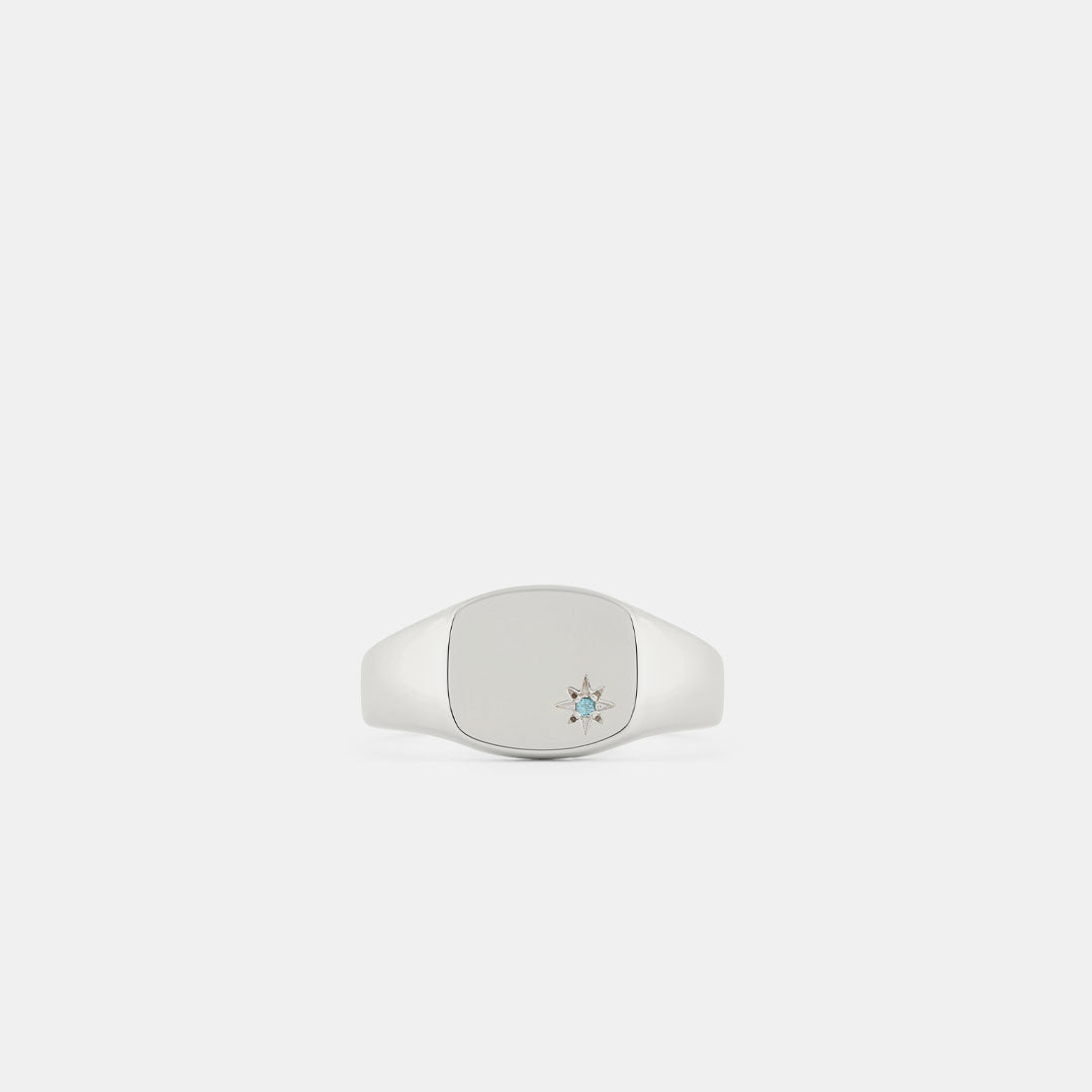 Silver Blue Topaz Birthstone Ring