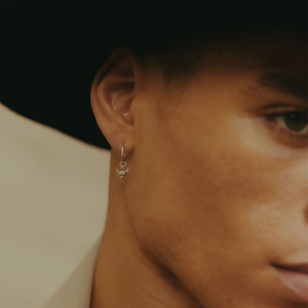 Silver Bull Earring