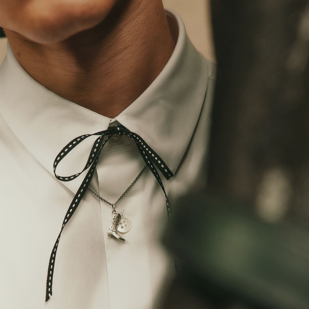 Silver Cowboy Boot Necklace