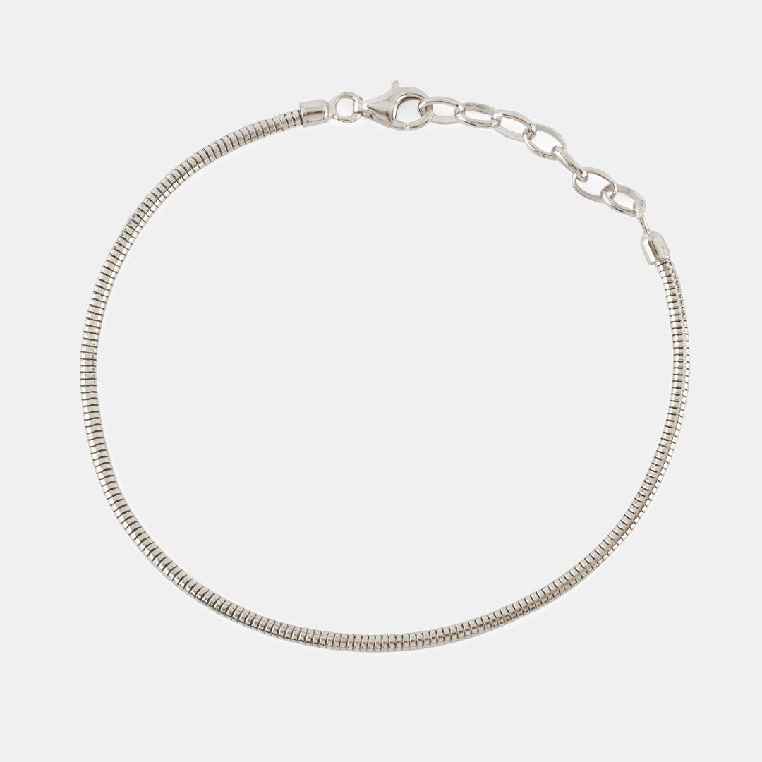 Silver Rounded Snake Chain Bracelet