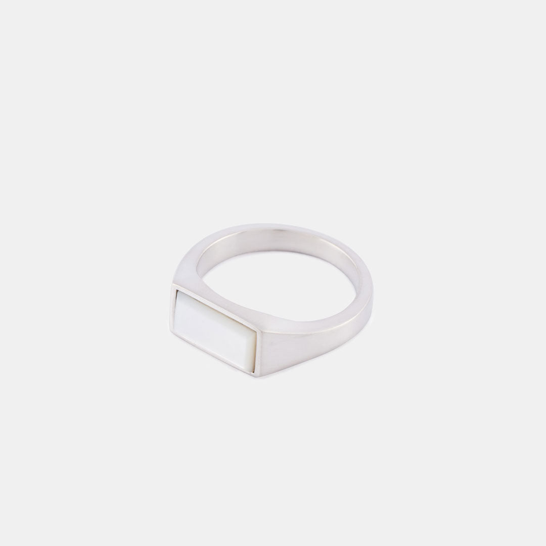 Silver Mother of Pearl Rectangle Ring