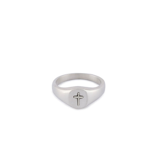 Silver Cross Signet Ring