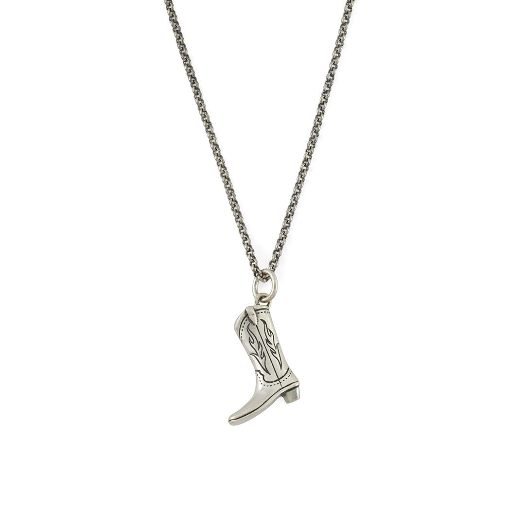 Silver Cowboy Boot Necklace