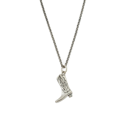 Silver Cowboy Boot Necklace