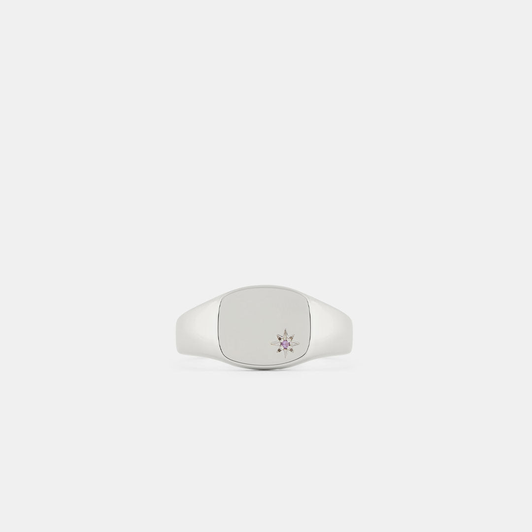 Silver Amethyst Birthstone Ring